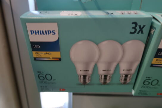 9 pk. Philips LED pære Standard 8W/827 (60W) Mat 3-pak E27