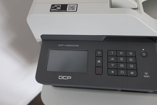 Printer BROTHER DCP-L3500CDW, elektrisk hæftemaskine RAPID 90 EC samt bord