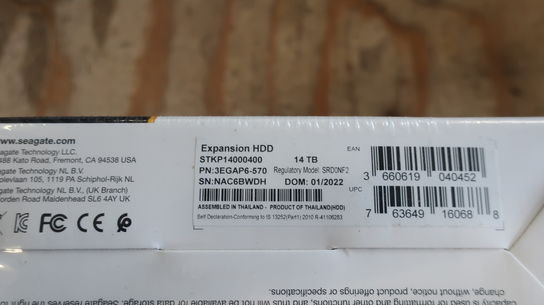 Ekstern harddisk SEAGATE Expansion 14 TB