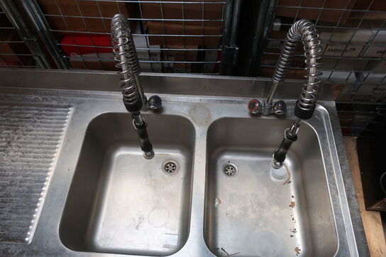Arbejdsstation GGMGASTRO i rustfri m. 2x vaskeplads