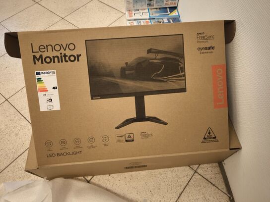 2 stk. skærme LENOVO G27Q-30 med holder, samt mus og tastatur