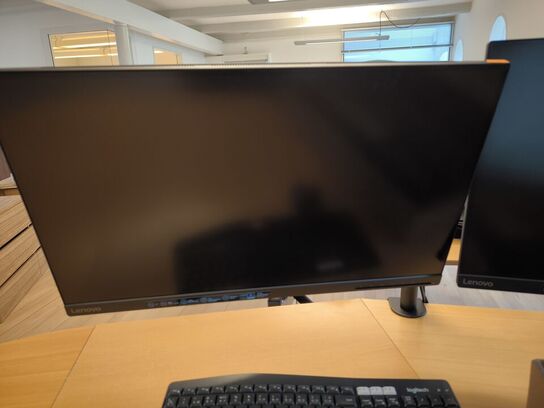 2 stk. skærme LENOVO G27Q-30 med holder, samt mus og tastatur