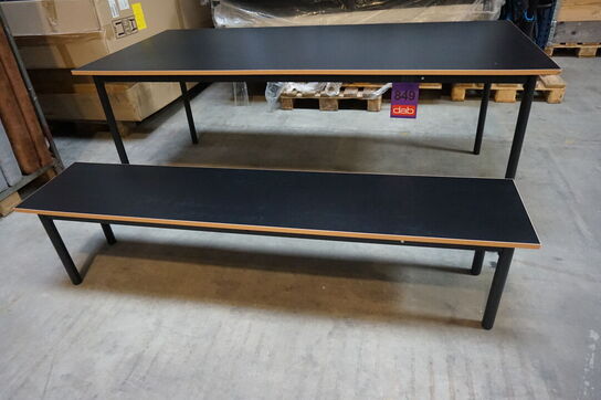 Norr spisebord med bænk- sort 200x90 cm 