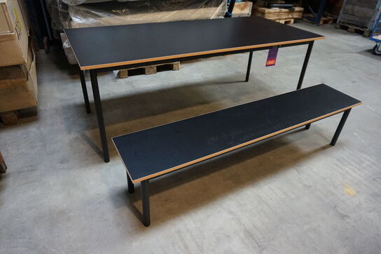 Norr spisebord med bænk- sort 200x90 cm 