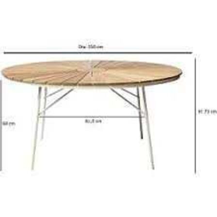 Kerteminde teak - nonwood havebord Ø150 cm, hvidt stel