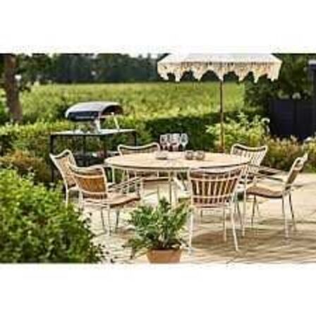 Kerteminde teak - nonwood havebord Ø150 cm, hvidt stel
