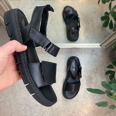 Lækker blød og fleksibel skindsandal i sort Relaxshoe 937-007 - Str. 39