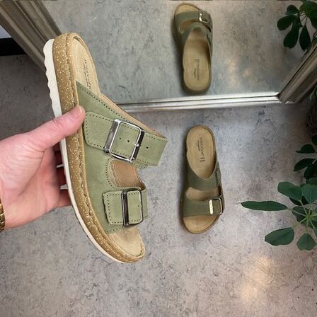 Slip in sandal i mat grøn skind fra Relaxshoe 942-005 - Str. 36