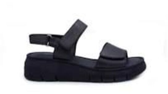 Sort skind sandal på kilehæl Relaxshoe 936-004 - Str. 41