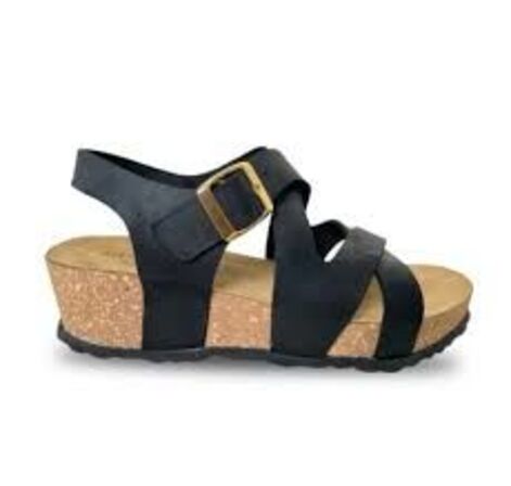 Sort sandal på korksåler Relaxshoe 895-018 - Str. 41