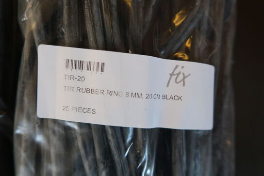 100 stk. TIR rubber ring 8mm 20 cm - Sort 