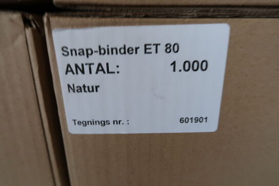 Ca. 8.000 stk. Snap-Binder 80 mm natur 