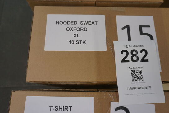 55 stk. t-shirt + 10 stk. hooded sweat