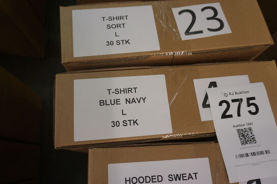 60 stk. t-shirt + 7 stk. hooded swat