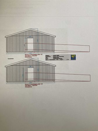 Pavillion til fundament med solceller og varmepumper 232 m2.