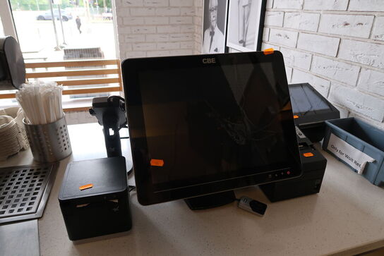 Kasseapparat CBE, bonprinter, betalingsterminal m.m.