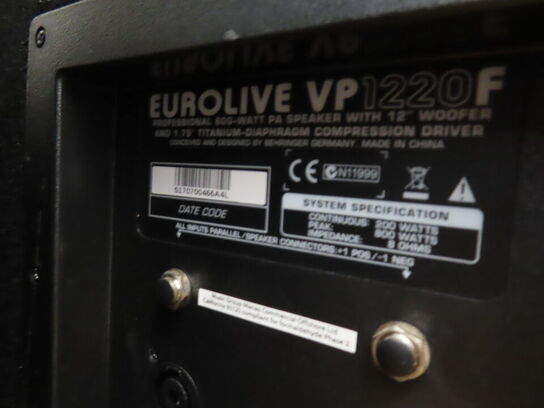 2 stk. Passive monitors BEHRINGER VP1220F