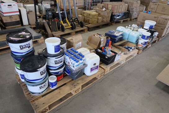 Lot of paint products, etc.