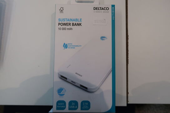 Deltaco PB-S1000 Powerbank - Hvid - 10000 mAh