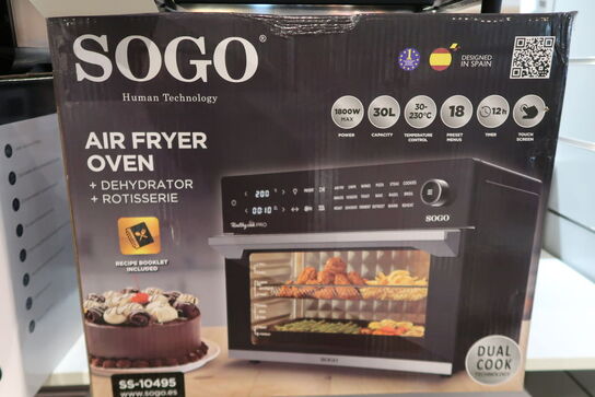 Sogo Electric Oven with Air Fryer, Oil Free Fryer, 30L, 1800W