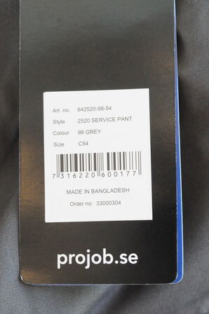 Arbejdsbukser PROJOB 2520 Service Pant (Str. C54)