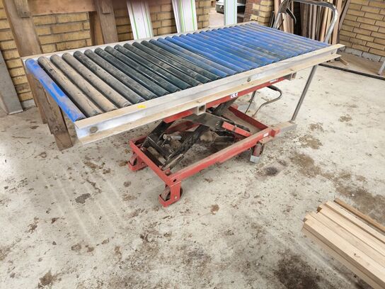 Hydraulisk sakseløftebord/vogn 500 kg med påmonteret rullebane