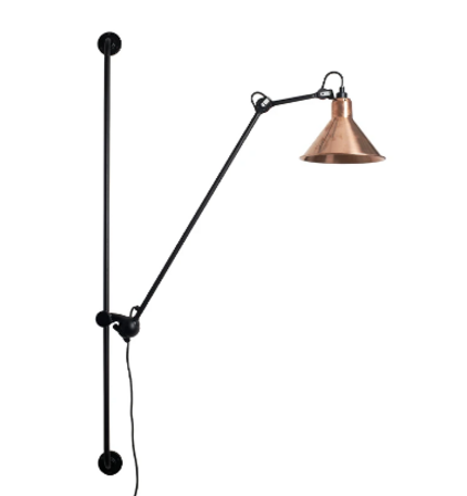 DCW édition Paris - Lampe GRAS 214 - Væglampe - Sort/Rå Kobber/Hvid