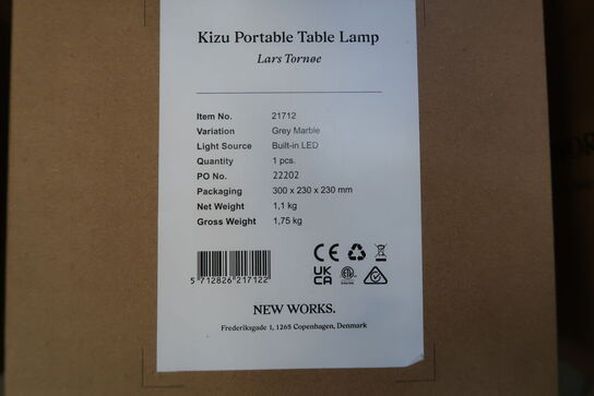 New Works - Kizu Portable Lampe - Grå marmor