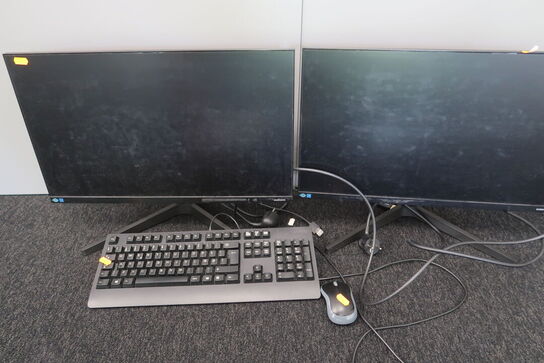 2 stk. skærme SAMSUNG samt tastatur og mus