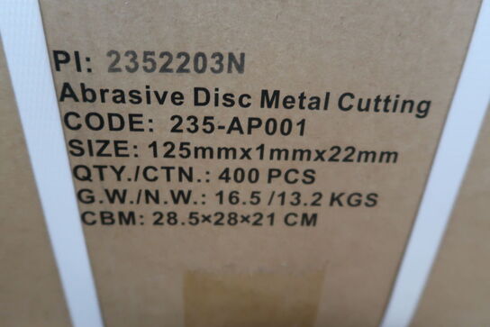 400 pcs. Cutting discs 125mm for metal and stainless