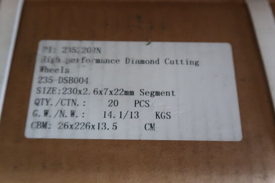 20 pcs. Diamond blades 230mm (Segment)