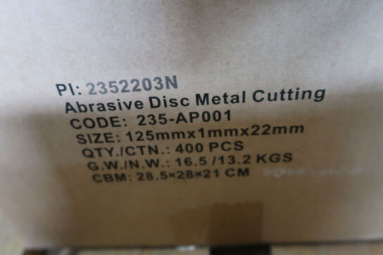 400 pcs. Cutting discs 125mm for metal and stainless