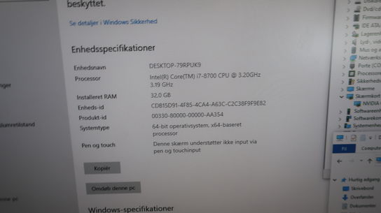 Stationær computer i7 - 32 GB RAM - 240 GB SSD - GTX 1050