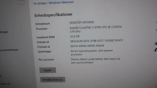 Stationær computer i7 - 32 GB RAM - 240 GB SSD - GTX 1050 Ti