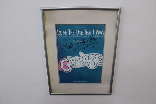 Signeret plakat "Grease" Olivia Newton John og John Travolta