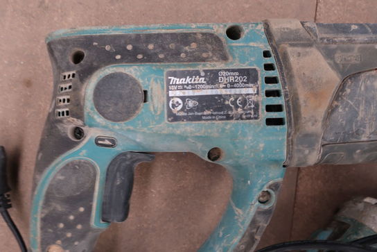 Akku borehammer MAKITA DHR202, akku vinkelsliber MAKITA med batteri og lader