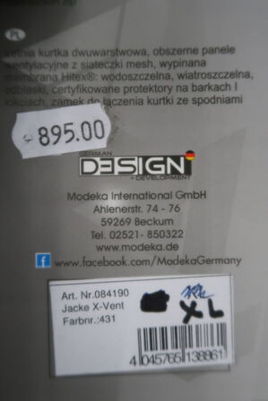 Jakke MODEKA Model X-Vent XL - Sort/gul