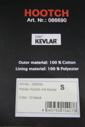 Hoody MODEKA Hootch m. Kevlar S - Sort (ubrugt)