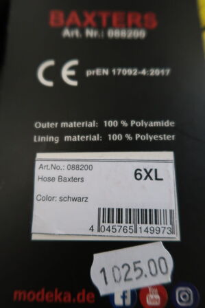 Bukser MODEKA Model Baxters 6XL - Sort (ubrugt)