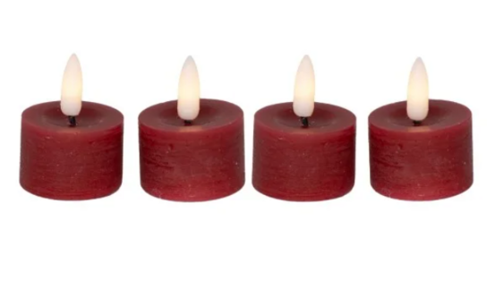 3 pk. Cozzy LED fyrfadslys 4 stk. rød