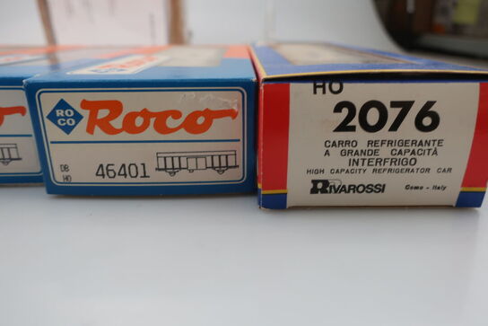 6 stk. model togvogne ROCO 46401, 46408, 4369A, 4358, 46407, RIVAROSSI 2076