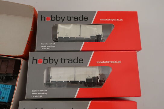 7 stk. model togvogne HOBBYTRADE QH32081, QE34017, QHL32216, QD23519 m.fl.