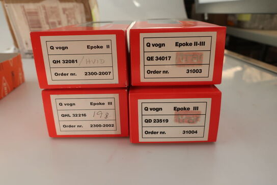 7 stk. model togvogne HOBBYTRADE QH32081, QE34017, QHL32216, QD23519 m.fl.