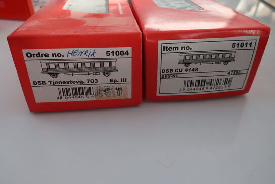 8 stk. model togvogne HOBBYTRADE 61001 61071, 61051, 51010, 51009, 51060, 51004, 51011,