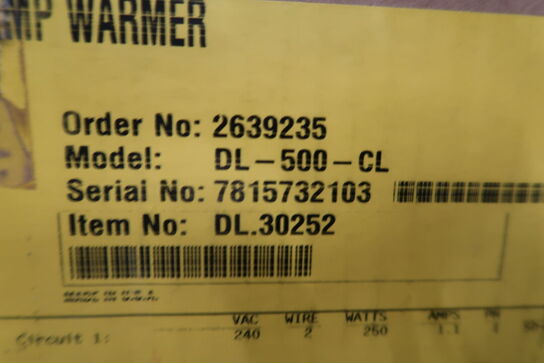 2 stk. Varmelamper HATCO DL-500CL og DL-775-RL
