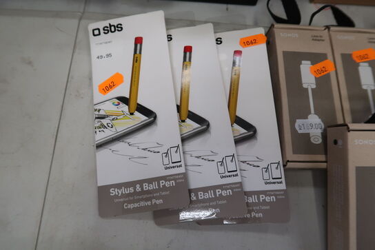 5 stk. adaptere SONOS og 3 stk.stylus enne