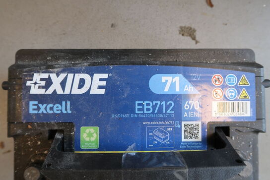 Bilbatteri, Exide 71 ah + kabler 