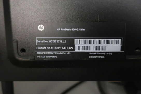 Computer HP ProDesk 400 G3 inkl. 2 stk. skærme, mus og tastatur