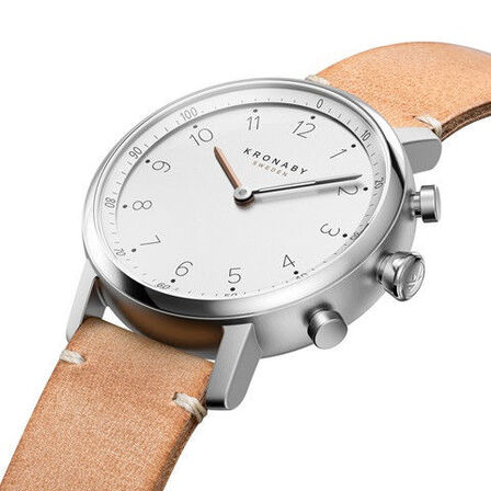 Armbåndsur, Kronaby Nord 38 Mm Hybrid Smartwatch White, Leather Strap