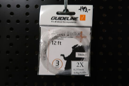 11 pk. GUIDELINE Power Strike knotless Tapered Leader 2X 0,235mm 4,0kg 12f